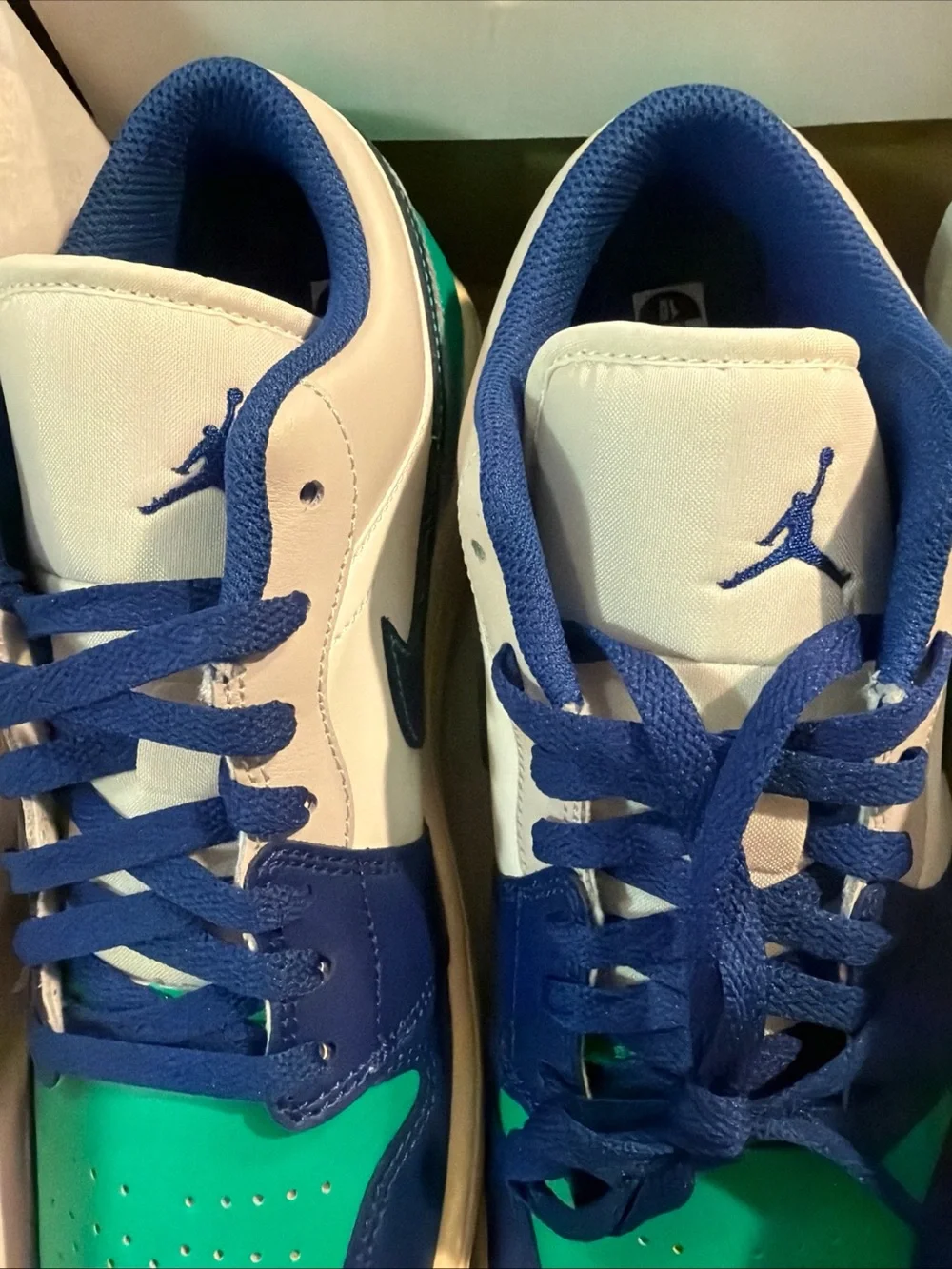 Jordan Low Top Sneakers in Navy, Teal & White
